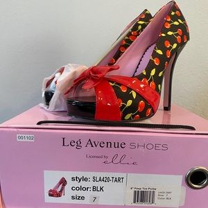 Cherry platform peep toe pump. NWT. Never worn.